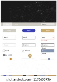 Light Blue, Yellow vector design ui kit with mosaic, circles. Web ui kit with abstract triangles, circles in its header. This sample is for your landing page.