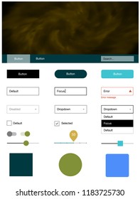 Light Blue, Yellow vector design ui kit with universe stars. Simple Material Design Kit with colorful clouds in header. Modern template for your landing page.