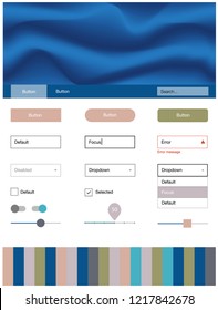 Light Blue, Yellow vector design ui kit with curved circles. Creative illustration in halftone marble style with gradient. This template you can use for websites.