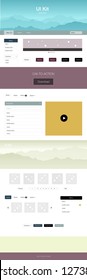 Light Blue, Yellow vector design ui kit with landscape. Web ui kit with abstract gradient hills in its header. Modern template for your landing page.