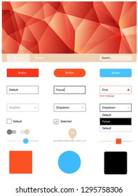 Light Blue, Yellow vector design ui kit with mosaic. Web ui kit with abstract gradient triangles in its header. Modern template for your landing page.