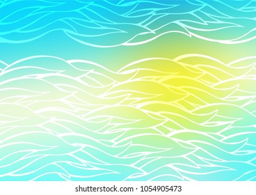 Light Blue, Yellow vector doodle blurred pattern. Colorful abstract illustration with lines in Asian style. Hand painted design for web, leaflet, textile.