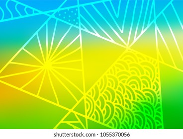 Light Blue, Yellow vector doodle blurred background. Glitter abstract illustration with doodles and Zen tangles. A new texture for your design.