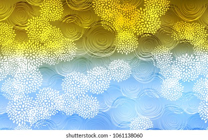 Light Blue, Yellow vector doodle bright template. Shining colored illustration with flowers in doodle style. The pattern can be used for heads of websites and designs.