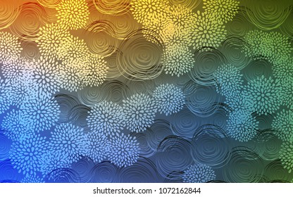 Light Blue, Yellow vector doodle bright background. A completely new color illustration in doodle style with flowers. The elegant pattern can be used as a part of a brand book.
