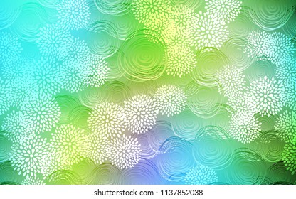 Light Blue, Yellow vector doodle bright pattern. Flowers on blurred abstract background with gradient. A completely new template for your business design.