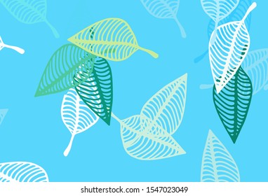Light Blue, Yellow vector doodle layout. An elegant bright illustration with leaves in Natural style. Hand painted design for wrapping, wallpaper.
