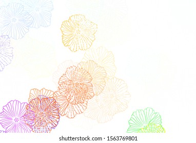 Light Blue, Yellow vector doodle texture with leaves. Sketchy doodle flowers on white background. Brand new style for your business design.