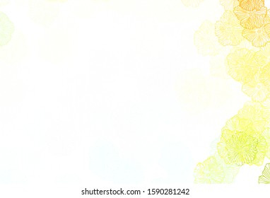 Light Blue, Yellow vector doodle pattern with leaves. Doodle illustration of flowers in Origami style. New template for your design.