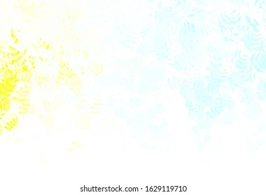 Light Blue, Yellow vector doodle template with leaves, flowers. Illustration with doodles on abstract template. Brand new style for your business design.