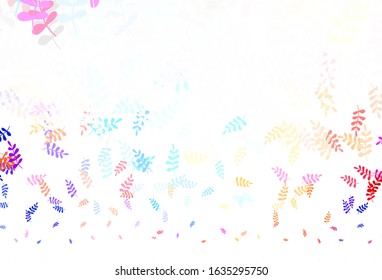 Light Blue, Yellow vector doodle layout with leaves. leaves on elegant natural pattern with gradient. Doodle design for your web site.