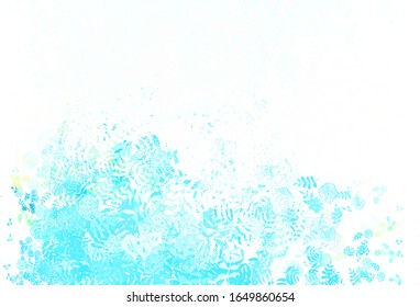 Light Blue, Yellow vector doodle background with leaves, flowers. Doodle illustration of leaves and flowers in Origami style. Pattern for wallpapers, coloring books.