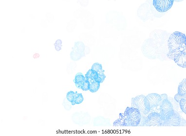 Azul claro, Doodle vectorial amarillo con flores. Nueva ilustración de color con flores. El mejor diseño para su negocio.