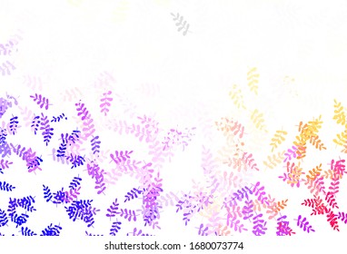 Azul claro, Doodle vectorial amarillo con hojas. Una vaga ilustración abstracta con hojas en estilo doodles. Nuevo estilo para el diseño de su empresa.