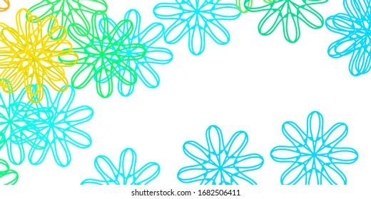 Light Blue, Yellow vector doodle background with flowers. Abstract illustration with flowers in Origami style. Smart design for leaflets, books.