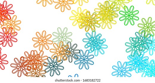Planta de doodle vectorial amarillo claro azul con flores. Ilustración abstracta con flores de estilo Origami. Patrón para diseños de sitios web.