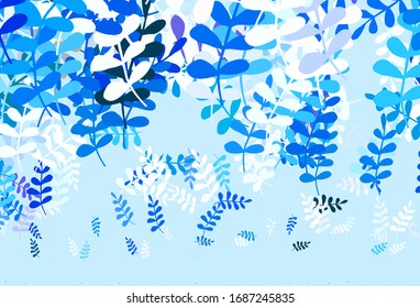 Light Blue, Yellow vector doodle pattern with leaves. New colorful illustration in doodle style with leaves. Brand new style for your business design.