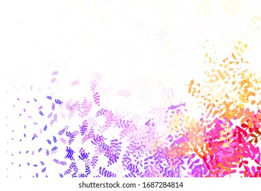 Color azul claro, textura de doodle vectorial amarillo con hojas. Ilustración abstracta brillante con doodles y hojas. Patrón colorido para los libros infantiles.
