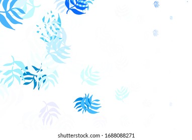 Light Blue, Yellow vector doodle pattern with leaves. Sketchy doodles with leaves on blurred background. Pattern for wallpapers, coloring books.