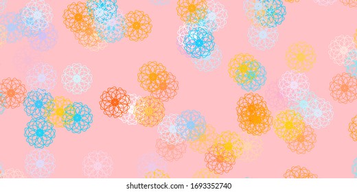 Light Blue, Yellow vector doodle pattern with flowers. Gradient colorful abstract flowers on simple background. Pattern for website designs.