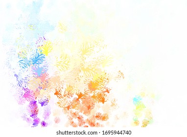 Light Blue, Yellow vector doodle pattern with branches. Leaves, branches in natural style on white background. New template for your design.