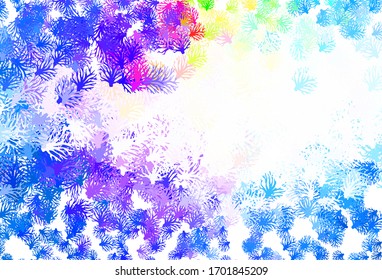 Color azul claro, dorso vectorial amarillo con hojas. Dibujo abstracto colorido con hojas en estilo doodle. Patrón para papeles pintados, libros coloreados.