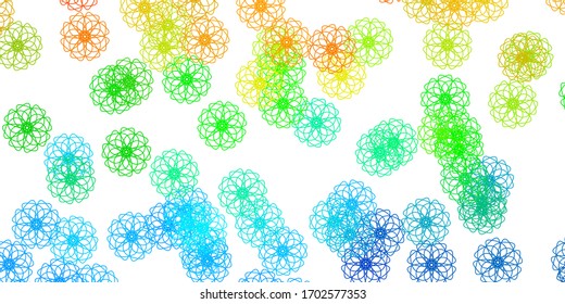 Hellblau, gelbe Vektorillustration, doodle Hintergrund mit Blumen. Einfache farbige Illustration mit abstrakten Blumen. Kluges Design für Broschüren, Bücher.