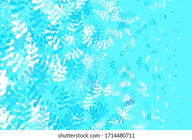 Light Blue, Yellow vector doodle background with leaves. Doodle illustration of leaves in Origami style with gradient. New template for your brand book.