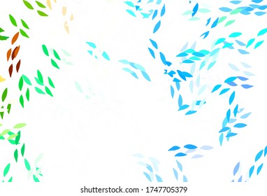 Light Blue, Yellow vector doodle pattern with leaves. Modern geometrical abstract illustration with leaves. Textured pattern for websites, banners.
