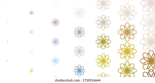 Light Blue, Yellow vector doodle background with flowers. Illustration with abstract colorful flowers with gradient. Pattern for website designs.
