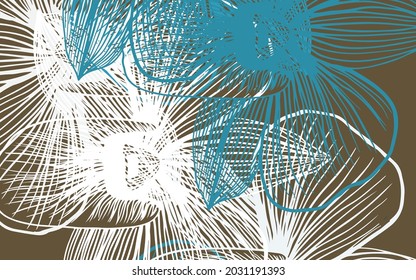 Light Blue, Yellow vector doodle pattern with flowers. Abstract illustration with flowers in doodles style. Doodle design for your web site.