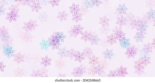 Light blue, yellow vector doodle pattern with flowers. Simple colored illustration with abstarct flowers. Smart design for wrapping, wallpapers.