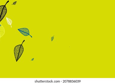Light Blue, Yellow vector doodle pattern. Smart decorative design in natural style with leaves. Pattern for coloring books and pages for kids.