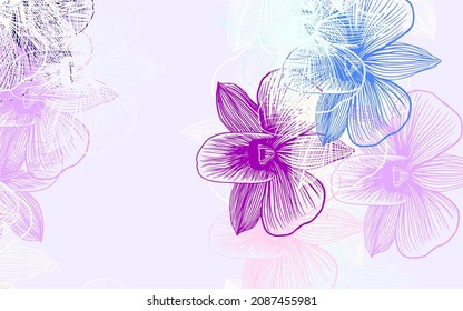 Light Blue, Yellow vector doodle background with flowers. Modern abstract illustration with flowers. New template for your design.