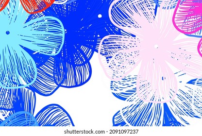 Light Blue, Yellow vector doodle background with flowers Colorful illustration with flowers in doodle style. Doodle design for your web site.