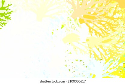 Light Blue, Yellow vector doodle template with leaves, branches. An elegant bright illustration with leaves and branches. New template for your design.