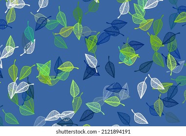 Light Blue, Yellow vector doodle backdrop. An elegant bright illustration with leaves in Natural style. Brand new style for your business design.