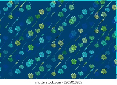 Light Blue, Yellow vector doodle layout. Creative illustration in simple style with leaves. Pattern for wallpapers and coloring books.