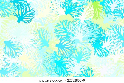 Light Blue, Yellow vector doodle backdrop with branches, leaves. Doodle illustration of leaves and branches in Origami style. Template for backgrounds of cell phones.