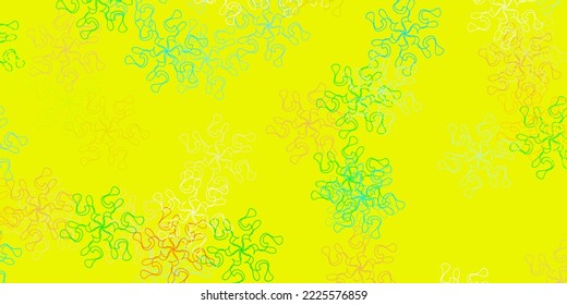 Light blue, yellow vector doodle background with flowers. Simple colored illustration with abstarct flowers. Best design for your business.