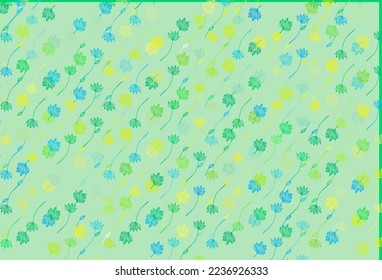 Light Blue, Yellow vector doodle pattern. Sketchy doodles with colorful gradient leaves. Pattern for heads of websites and designs.