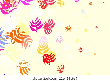 Light Blue, Yellow vector doodle background with leaves. Colorful abstract illustration with leaves in doodle style. New template for your brand book.