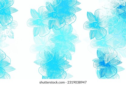 Hellblau, gelber Vektordoodle-Hintergrund mit Blumen. Farbige Illustration im Doodle-Stil mit Blumen. Muster für Kopf der Websites, Designs.
