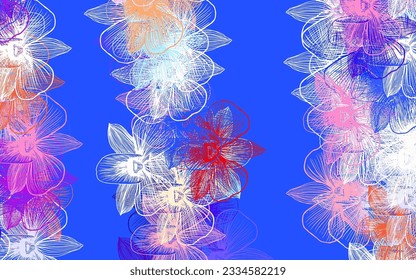 Azul claro, plantilla de doodle vectorial amarillo con flores. Ilustración de colores brillantes con flores. El mejor diseño para su negocio.