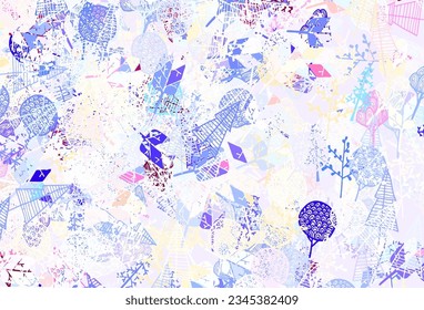 Azul claro, fondo de doodle vectorial amarillo con árboles, ramas. Ilustración colorida abstracta con árboles en estilo doodle. El mejor diseño para su negocio.