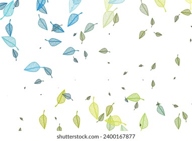 Light Blue, Yellow vector doodle pattern. Doodle illustration of leaves in Origami style with gradient. Completely new design for your business.