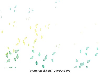 Azul claro, fondo de garabato de Vector amarillo. Una elegante ilustración brillante con hojas en estilo natural. Diseño de garabatos para tu Sitio web.
