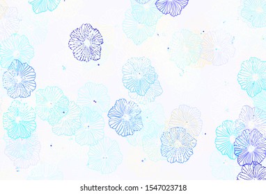 Light Blue, Yellow vector elegant background with leaves. Decorative design of flowers on white background. Colorful pattern for kid's books.