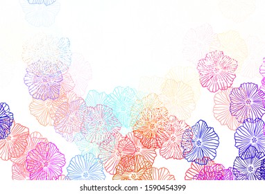 Light Blue, Yellow vector elegant background with leaves. Colorful illustration with flowers in doodle style. Pattern for wallpapers, coloring books.