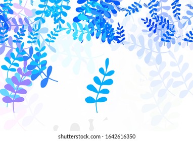 Light Blue, Yellow vector elegant template with leaves. Blurred decorative design in Indian style with leaves. New design for your business.
